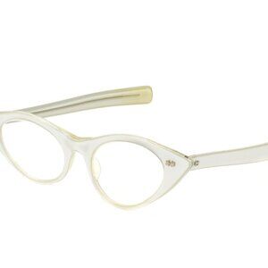 Vintage 50s White Cat Eye Glasses w/ Star Detailing